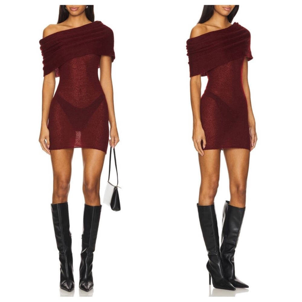 h:ours Adele Off-the- Shoulder Sweater Mini Dress Size Small